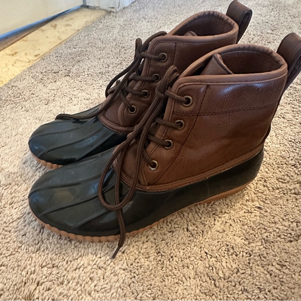 Brown and Black Duck Boots